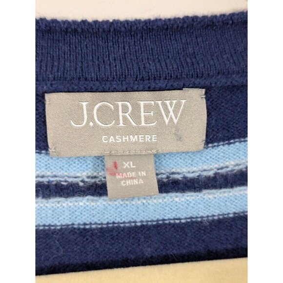 J.Crew Cashmere Short Sleeve Cardigan in Blue Stripes Gold Buttons Nautical XL - Picture 4 of 13